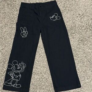 Disney Parks Kids Black Cotton Embroidered Silhouette Mickey 9/10